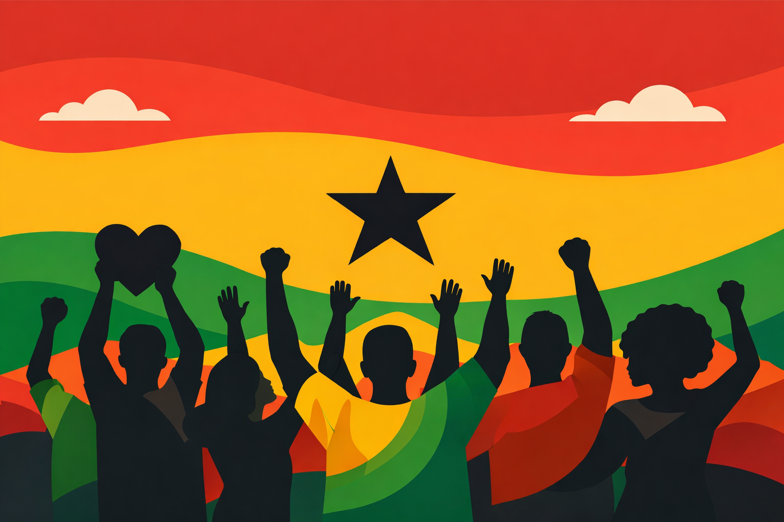 Abstract celebration illustration with Ghanaian colours